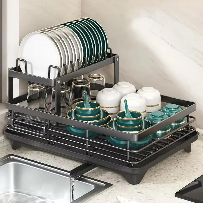 2 Layer Adjustable Bowl And Dish Drying Rack-AG00005510