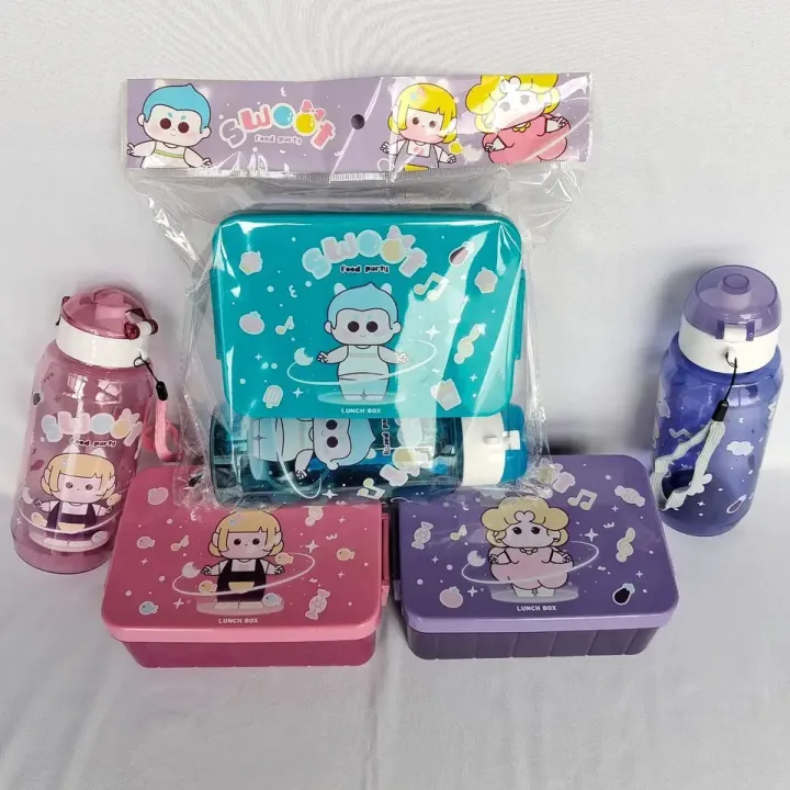 Bento Cartoon Design Lunch Box With WaterBottle-AG00004362