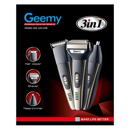 Geemy GM-598 3 in 1 Rechargeable Hair Clipper-AG00005678
