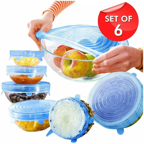 6 Pcs Reusable Silicone Food Wrap-AG00000162