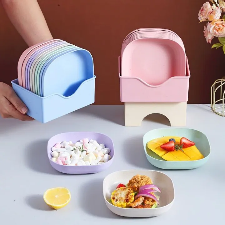 10 Pcs Plastic Serving Plates-AG00004579