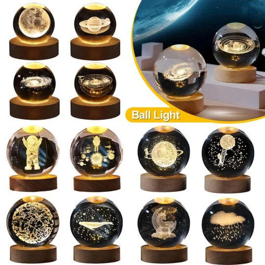 3D Crystal Ball Night Light Glowing Planet - N-AG00005349