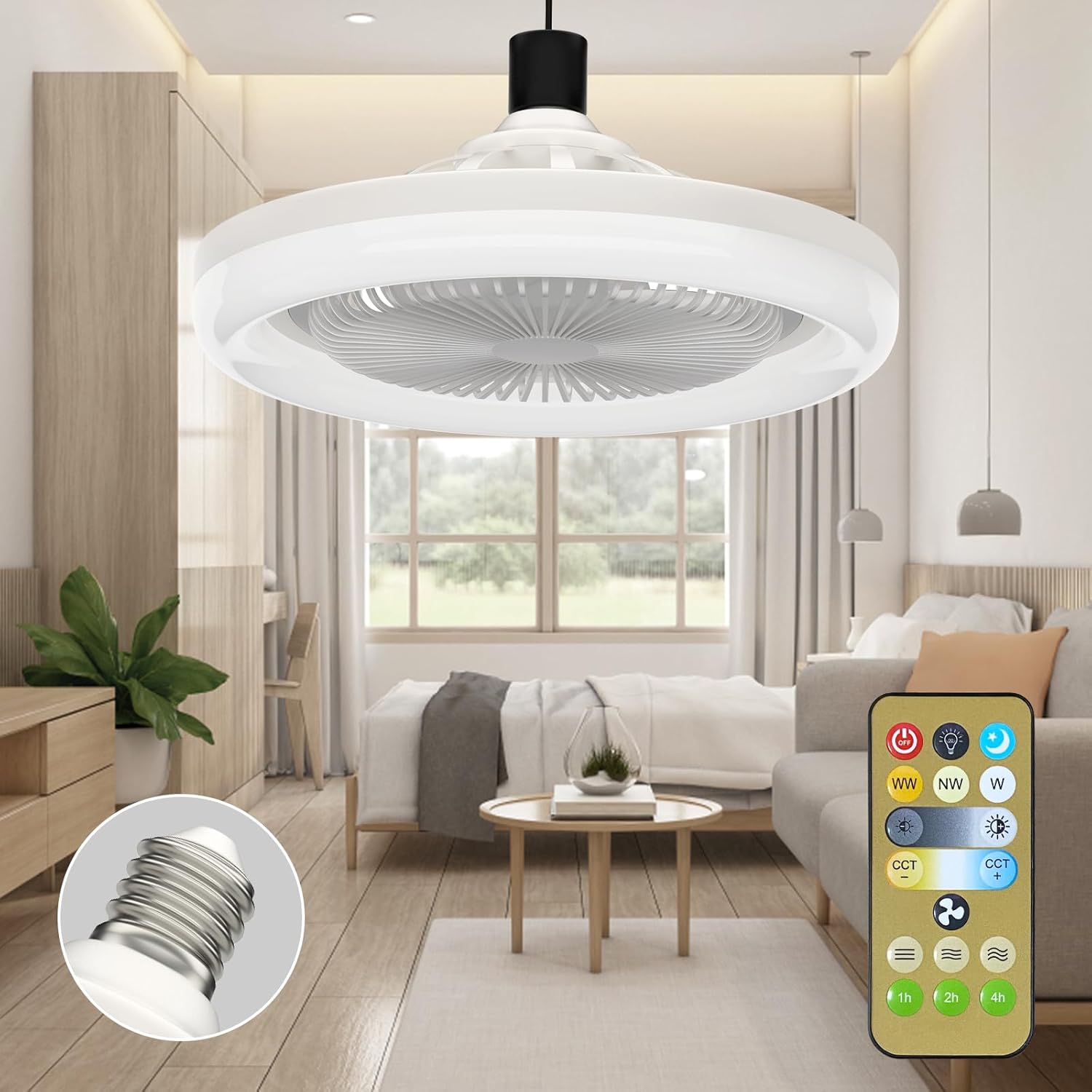 Ceiling Fan with Remote Control LED Light - E27-AG00005495