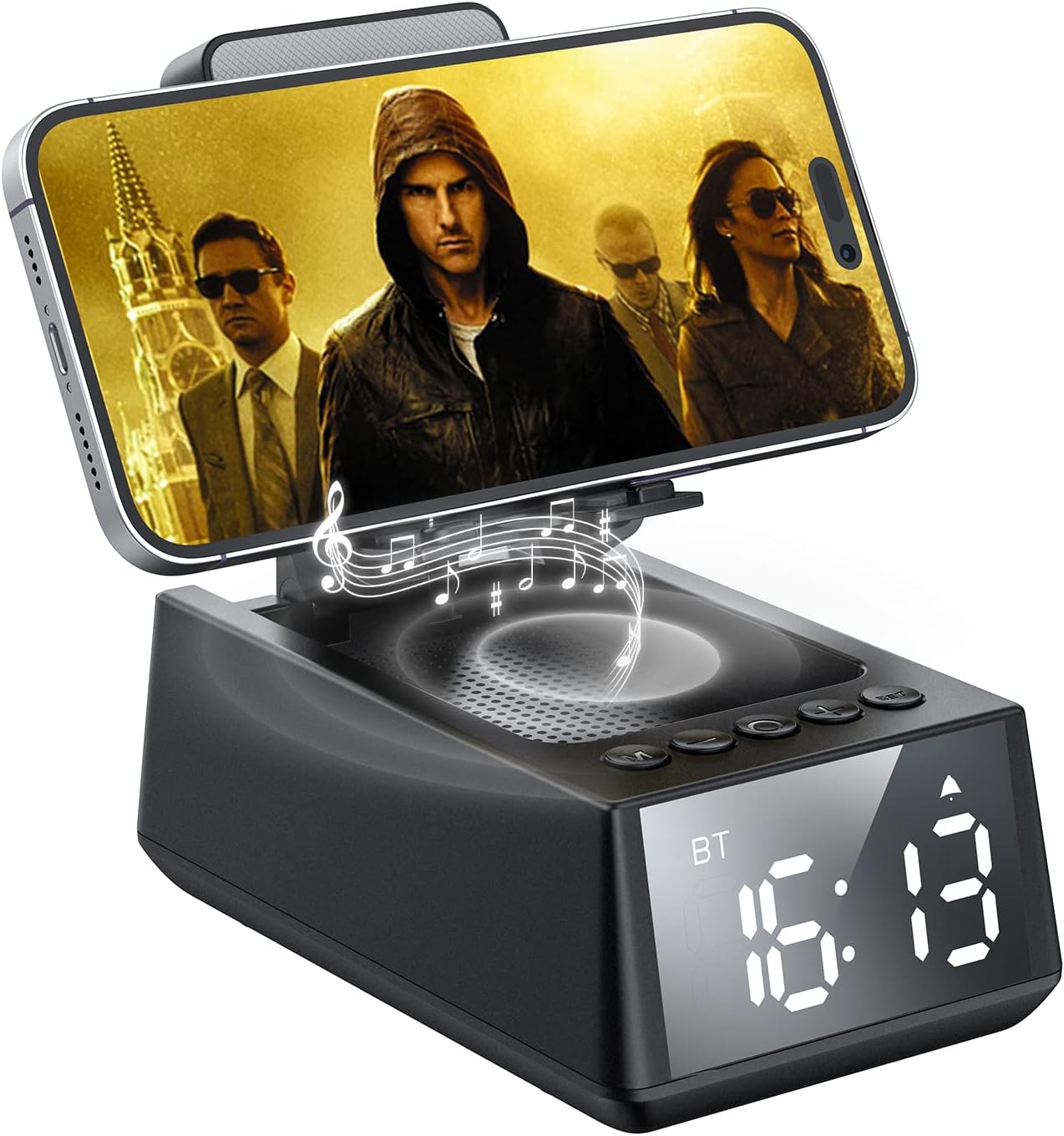 3 In 1 Wireless Bluetooth Speaker With Alarm Clock & Phone Holder-AG00002574