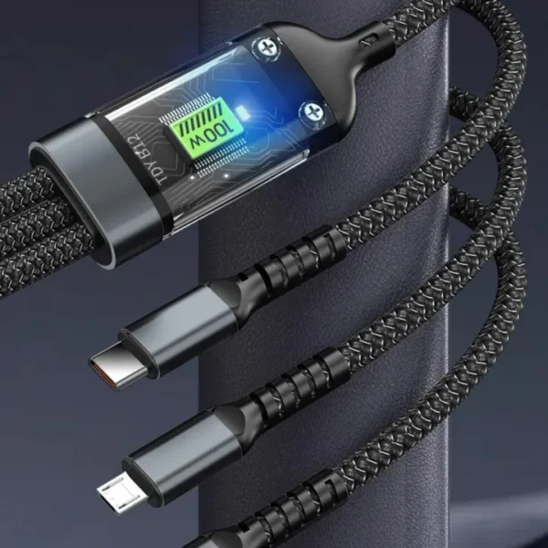 100W 3 In 1 Fast Charging Cable - AG00004645 - Image 5