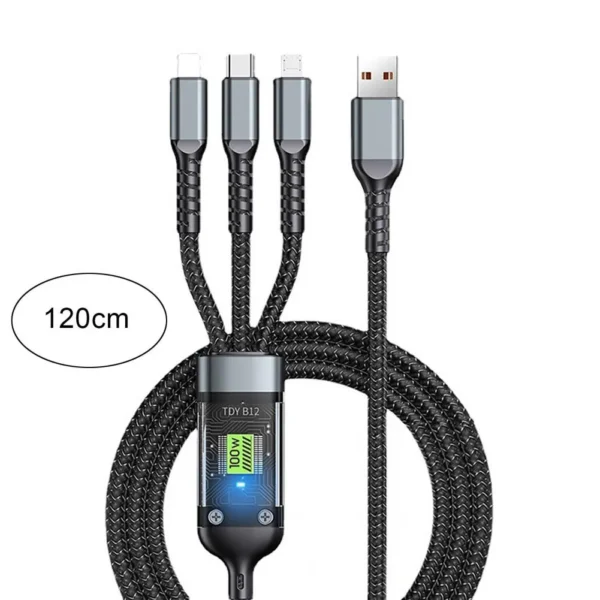 100W 3 In 1 Fast Charging Cable - AG00004645 - Image 3