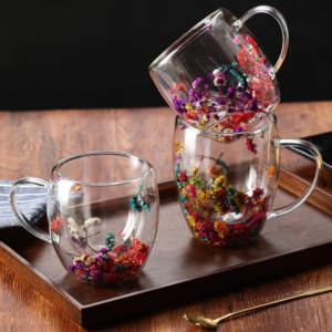 Double Glass Floral Mug - AG00006209