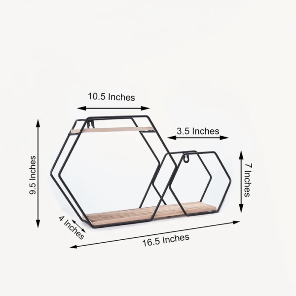 2 Layer Hexagon Wall Shelf - Metal - AG00006215 - Image 2