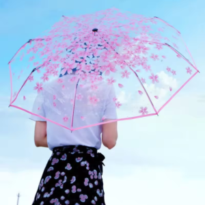Transparent Flower Design Umbrella - AG00006239