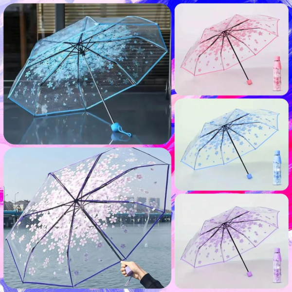 Transparent Flower Design Umbrella - AG00006239 - Image 2