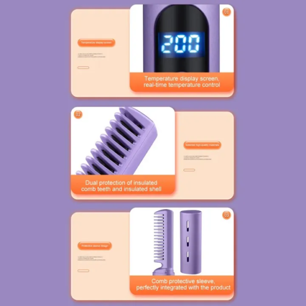 2-In-1 Digital Hair Straight Comb - AG00006228 - Image 3